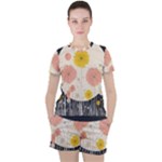 Space Flowers Universe Galaxy Women s T-Shirt and Shorts Set