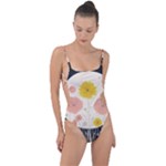 Space Flowers Universe Galaxy Tie Strap One Piece Swimsuit