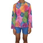 Colorful Abstract Patterns Kids  Long Sleeve Swimwear