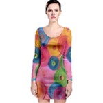Colorful Abstract Patterns Long Sleeve Bodycon Dress