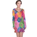 Colorful Abstract Patterns Long Sleeve Nightdress
