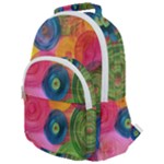 Colorful Abstract Patterns Rounded Multi Pocket Backpack