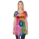 Colorful Abstract Patterns Short Sleeve Tunic 