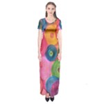 Colorful Abstract Patterns Short Sleeve Maxi Dress