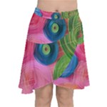 Colorful Abstract Patterns Chiffon Wrap Front Skirt