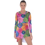 Colorful Abstract Patterns Asymmetric Cut-Out Shift Dress