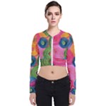 Colorful Abstract Patterns Long Sleeve Zip Up Bomber Jacket