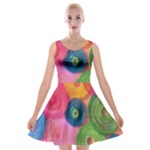 Colorful Abstract Patterns Velvet Skater Dress