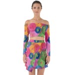 Colorful Abstract Patterns Off Shoulder Top with Skirt Set