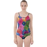 Colorful Abstract Patterns Cut Out Top Tankini Set