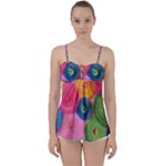 Colorful Abstract Patterns Babydoll Tankini Top