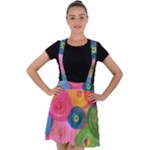 Colorful Abstract Patterns Velvet Suspender Skater Skirt