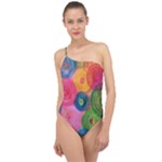 Colorful Abstract Patterns Classic One Shoulder Swimsuit