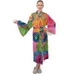 Colorful Abstract Patterns Maxi Velvet Kimono
