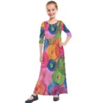 Colorful Abstract Patterns Kids  Quarter Sleeve Maxi Dress