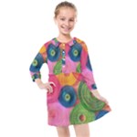 Colorful Abstract Patterns Kids  Quarter Sleeve Shirt Dress