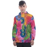 Colorful Abstract Patterns Men s Front Pocket Pullover Windbreaker