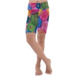 Colorful Abstract Patterns Kids  Lightweight Velour Cropped Yoga Leggings