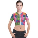 Colorful Abstract Patterns Short Sleeve Cropped Jacket