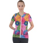 Colorful Abstract Patterns Short Sleeve Zip Up Jacket