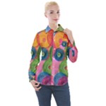 Colorful Abstract Patterns Women s Long Sleeve Pocket Shirt