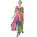 Colorful Abstract Patterns Waist Tie Boho Maxi Dress