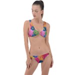 Colorful Abstract Patterns Ring Detail Crop Bikini Set
