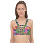 Colorful Abstract Patterns Cage Up Bikini Top