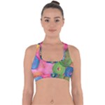 Colorful Abstract Patterns Cross Back Hipster Bikini Top 