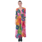 Colorful Abstract Patterns Button Up Maxi Dress