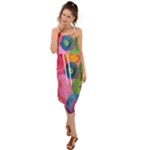 Colorful Abstract Patterns Waist Tie Cover Up Chiffon Dress