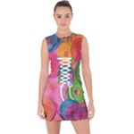 Colorful Abstract Patterns Lace Up Front Bodycon Dress