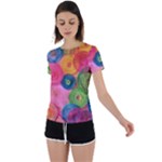 Colorful Abstract Patterns Back Circle Cutout Sports T-Shirt