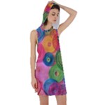 Colorful Abstract Patterns Racer Back Hoodie Dress