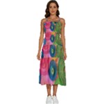 Colorful Abstract Patterns Sleeveless Shoulder Straps Boho Dress