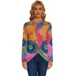 Colorful Abstract Patterns Long Sleeve Crew Neck Pullover Top