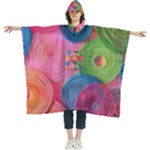 Colorful Abstract Patterns Women s Hooded Rain Ponchos
