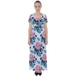 Flowers Hydrangeas High Waist Short Sleeve Maxi Dress