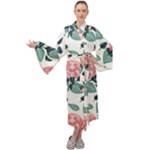 Flowers Hydrangeas Maxi Velvet Kimono