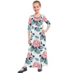 Flowers Hydrangeas Kids  Quarter Sleeve Maxi Dress