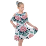 Flowers Hydrangeas Kids  Shoulder Cutout Chiffon Dress