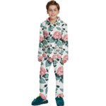 Flowers Hydrangeas Kids  Long Sleeve Velvet Pajamas Set