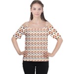 Geometric Tribal Pattern Design Cutout Shoulder T-Shirt