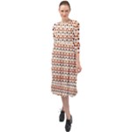 Geometric Tribal Pattern Design Ruffle End Midi Chiffon Dress