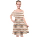 Geometric Tribal Pattern Design Kids  Cut Out Shoulders Chiffon Dress