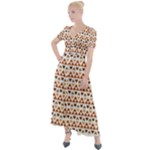 Geometric Tribal Pattern Design Button Up Short Sleeve Maxi Dress