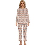 Geometric Tribal Pattern Design Womens  Long Sleeve Lightweight Pajamas Set