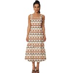 Geometric Tribal Pattern Design Square Neckline Tiered Midi Dress