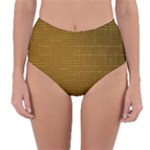 Anstract Gold Golden Grid Background Pattern Wallpaper Reversible High-Waist Bikini Bottoms