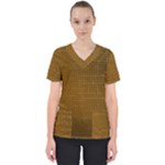 Anstract Gold Golden Grid Background Pattern Wallpaper Women s V-Neck Scrub Top